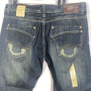 Level 7 Mens Jeans Relaxed Straight Size 40x32 Western Grunge Scary Spice Blue